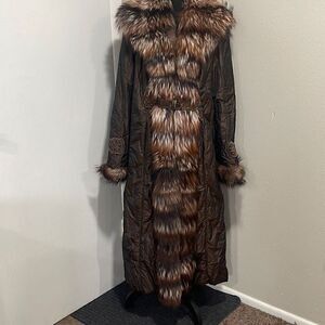 Real Fox Long Coat Size 14